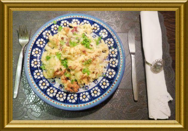  Käsespätzle mit Speck überbacken aus der Taraland Lehrküche