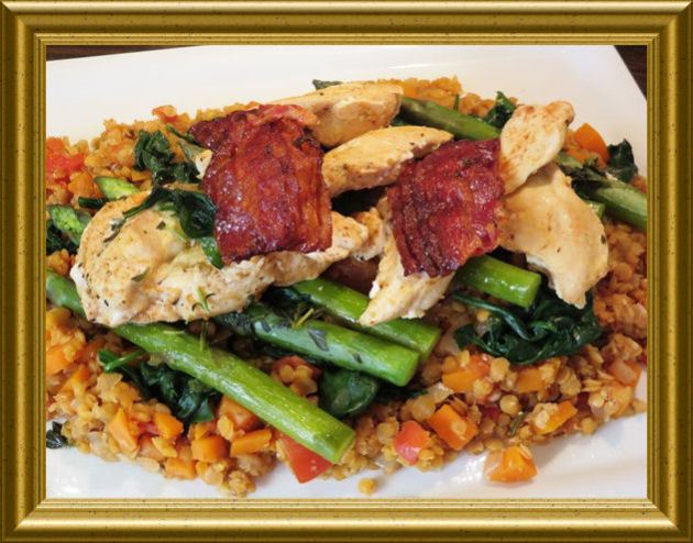 Hähnchen mit Spinat und Linsen aus der Taraland Lehrküche