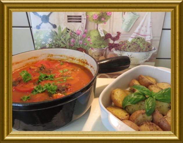 Osso Buco in Tomatensauce mit Kartoffelspalten aus der Taraland Lehrküche