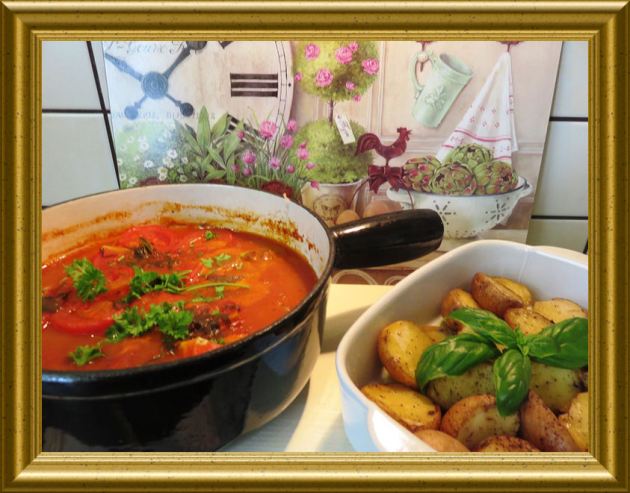 Osso Buco in Tomatensauce mit Kartoffelspalten aus der Taraland Lehrküche