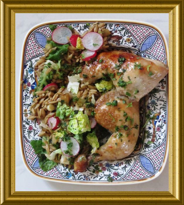 Glasiertes Sesamhuhn mit Reisnudelsalat aus der Taraland Lehrküche