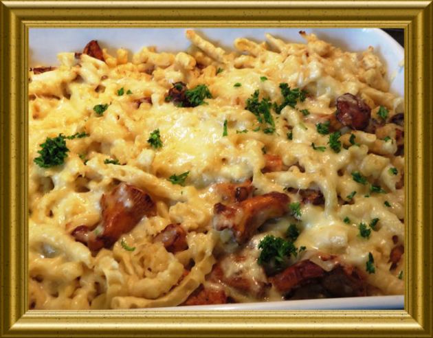 Pfifferling-Knöpfli-Gratinaus der Taraland Lehrküche