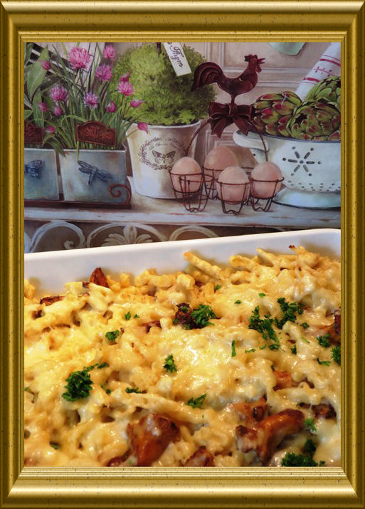 Pfifferling-Knöpfli-Gratinaus der Taraland Lehrküche