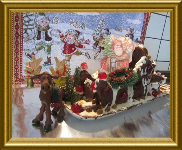 Nostalgieschlitten aus Lebkuchen aus der Taraland Lehrküche