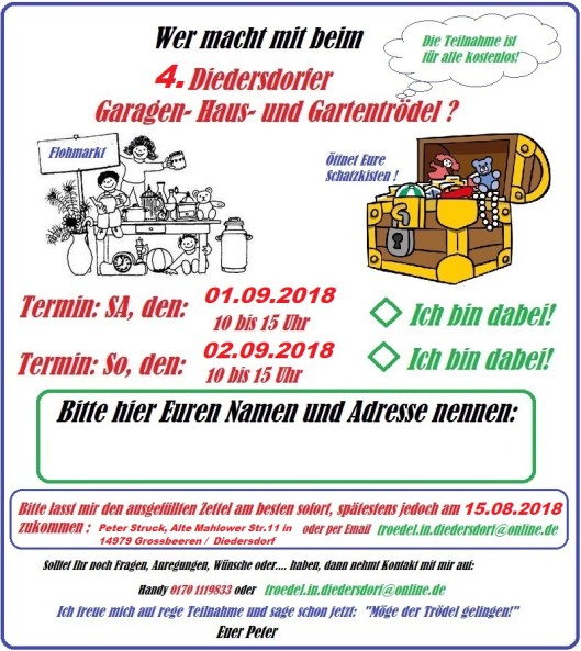 4Diedersdorfer Garagen- Haus- Carport-Gartentrödel